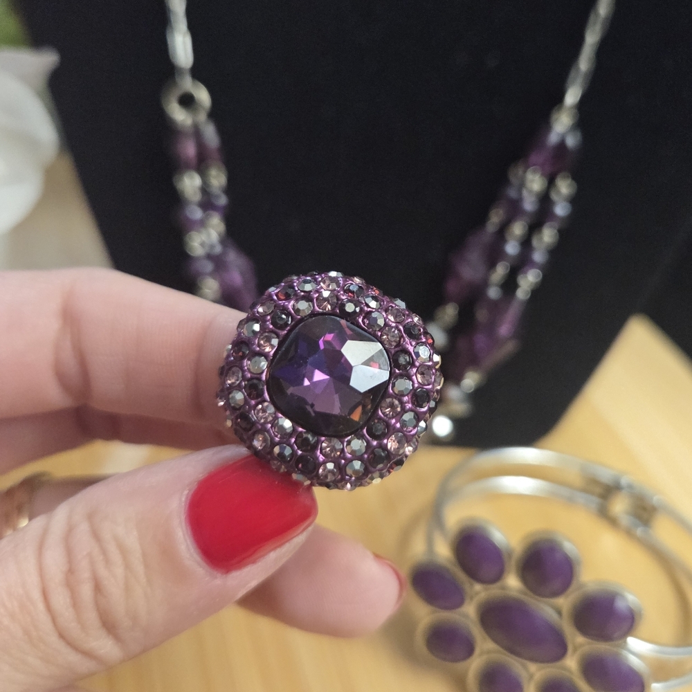 🌟BOGO Free🌟Elegant Purple & Silver Jewelry Set - Picture 4 of 7
